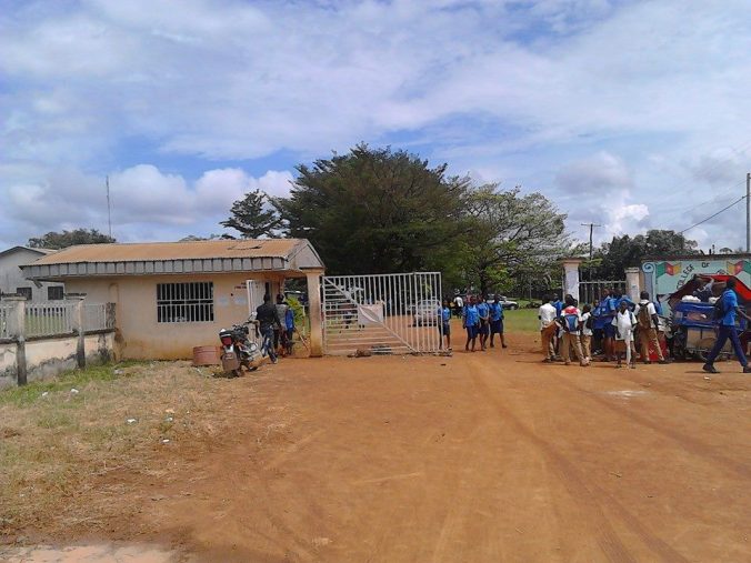 Signs of heightened Security at the entrance to the schoolCCAS Kumba